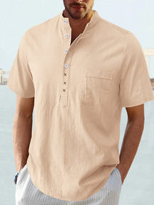 Cozy Solid Cotton Linen Button Shirt Shirts coofandystore Apricot S 