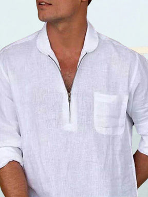 Cotton Linen Pullover Long Sleeve Shirt