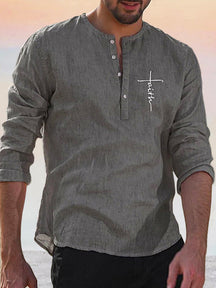 Linen Style Long Sleeve Shirt