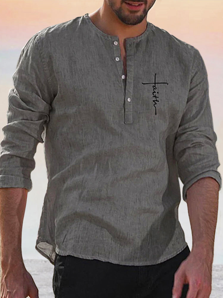 Linen Style Long Sleeve Shirt