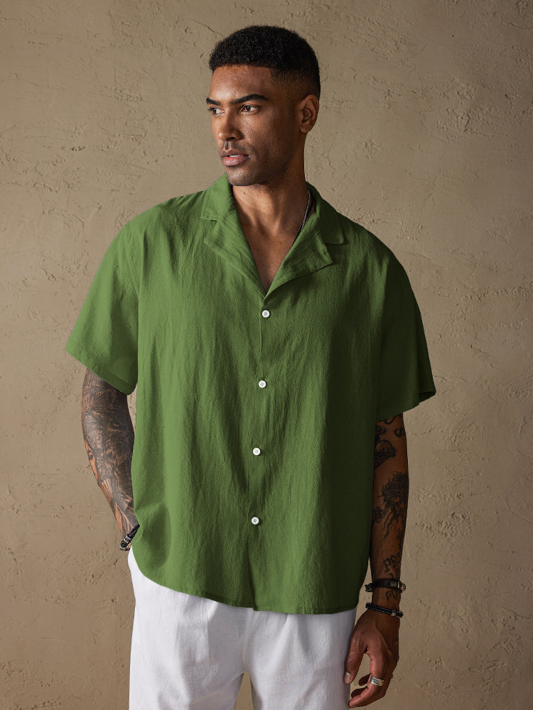 Casual Cotton Linen Lapel Shirt