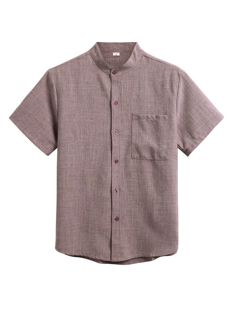 Cotton Linen Style Short Sleeve Simple Shirt