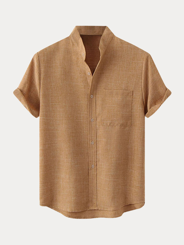 Cotton Linen Short Sleeve Simple Shirt