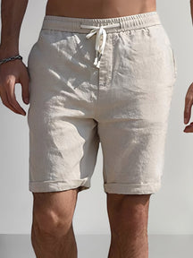 Cotton Linen Drawstring Casual Shorts Shorts coofandystore Cream M 