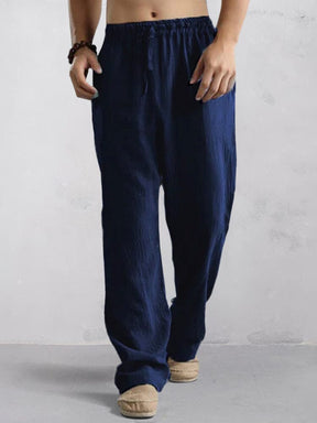 Cotton Linen Loose Fit Casual Pants Pants coofandystore Navy Blue S 