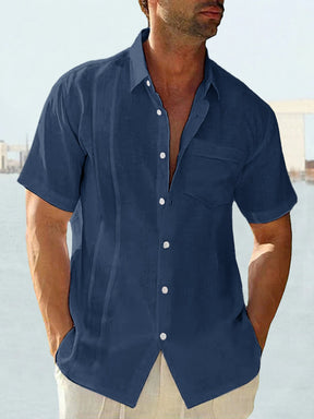 Cotton Linen Solid Casual Short Sleeve Shirt