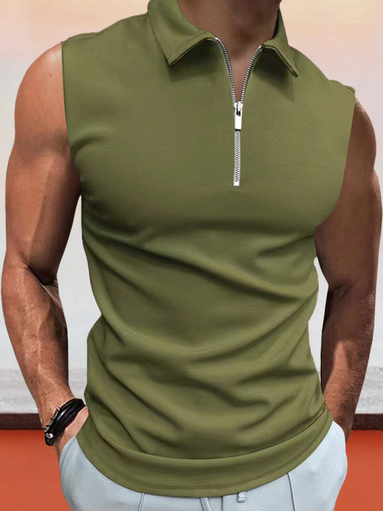 Casual Solid Color Sleeveless Shirt