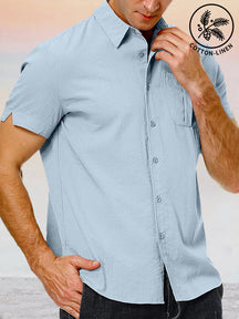 Casual Linen Style Button Short Sleeves Shirt