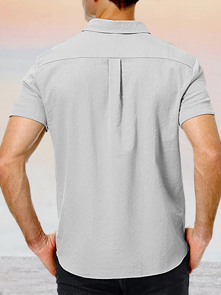 Casual Linen Style Button Short Sleeves Shirt