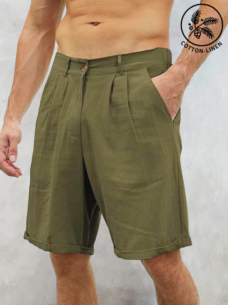Classic Casual Cotton Linen Shorts Shorts coofandystore Army Green S 