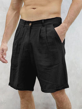 Classic Casual Cotton Linen Shorts Shorts coofandystore Black S 