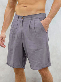 Classic Casual Cotton Linen Shorts Shorts coofandystore Dark Grey S 