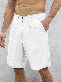 Classic Casual Cotton Linen Shorts Shorts coofandystore White S 