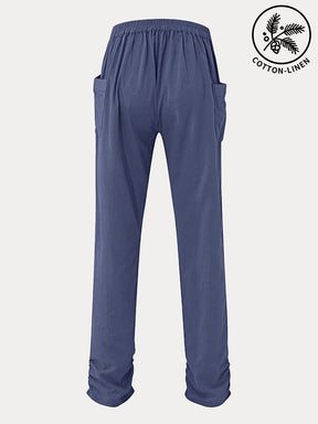 Cotton Linen Drawstring Casual Pants