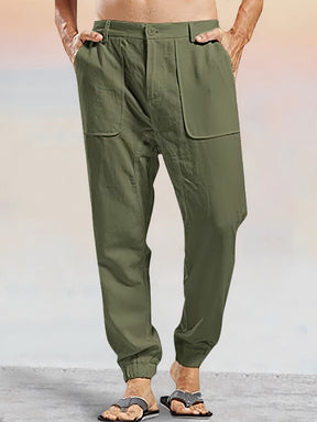 Casual Linen Style Pants With Pockets