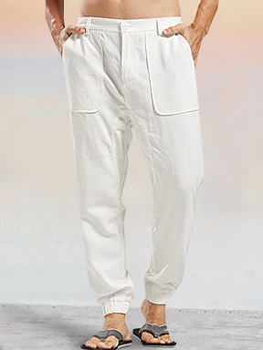 Casual Linen Style Pants With Pockets