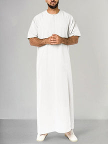 Casual Solid Color Short Sleeve Robe Robe coofandystore White S 