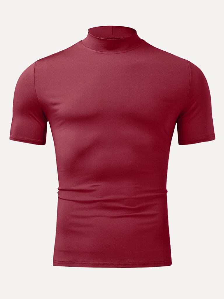 Slim Fit Short Sleeve Turtleneck Top Shirts coofandystore 