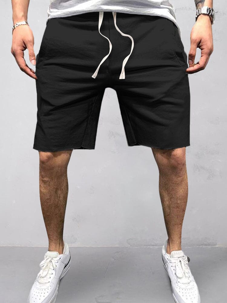 Cotton Elastic Waist Sports Shorts Shorts coofandystore Black S 