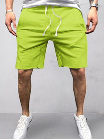Casual Cotton Elastic Waist Shorts Shorts coofandystore Light Green S 