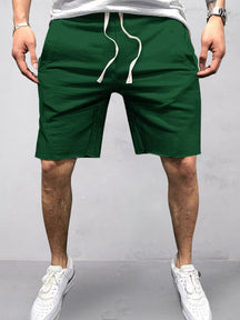 Cotton Elastic Waist Sports Shorts Shorts coofandystore Dark Green S 