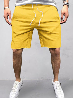 Cotton Elastic Waist Sports Shorts Shorts coofandystore Yellow S 