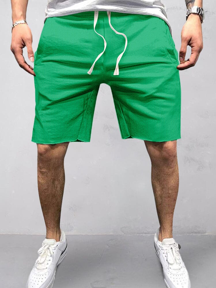 Cotton Elastic Waist Sports Shorts Shorts coofandystore Green S 
