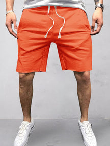 Casual Cotton Elastic Waist Shorts Shorts coofandystore Orange S 