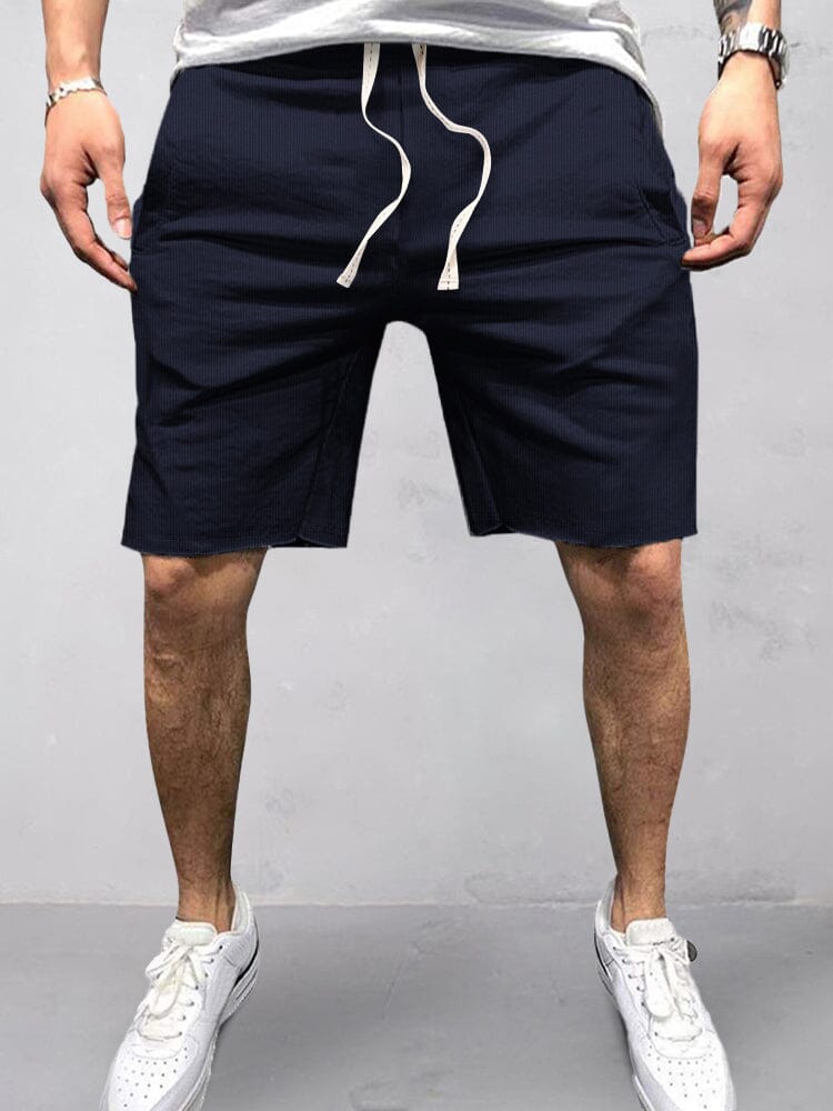 Cotton Elastic Waist Sports Shorts Shorts coofandystore Dark Blue S 
