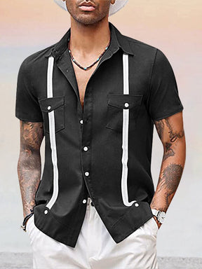 Stylish Short Sleeves Holiday Beach Shirt Shirts coofandy Black S 