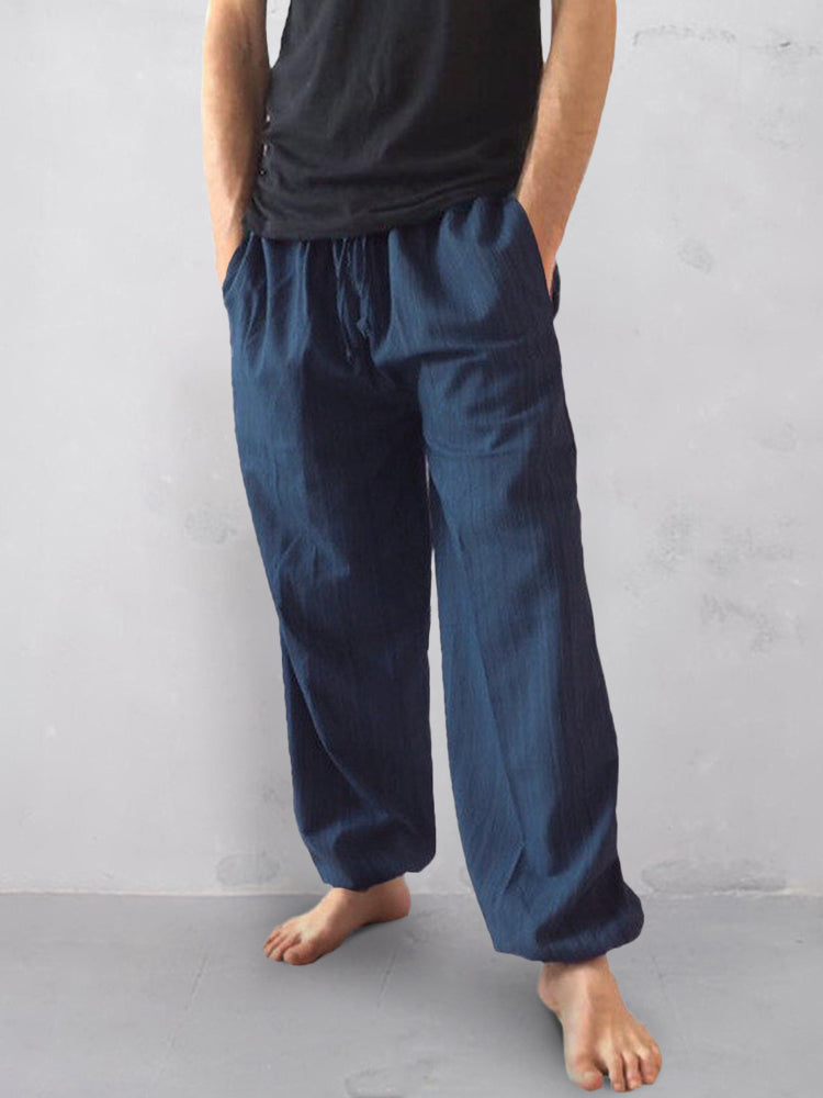 Casual Cotton Linen Elastic Waist Pants