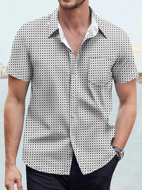 Casual Polka Dot Print Short Sleeve Shirt Shirts coofandystore Grey M 