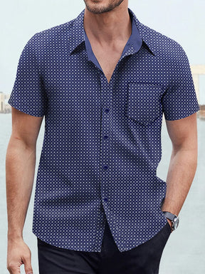 Casual Polka Dot Print Short Sleeve Shirt Shirts coofandystore Navy Blue M 