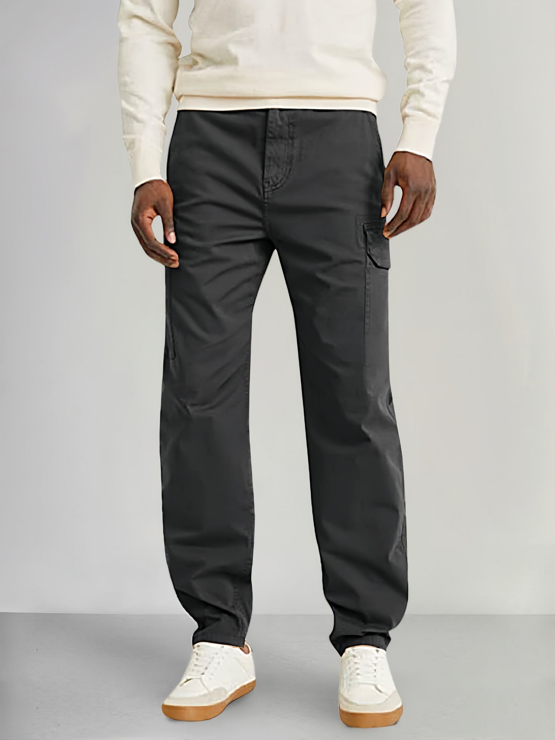 Casual Loose Fit Solid Pants with Flap Pocket