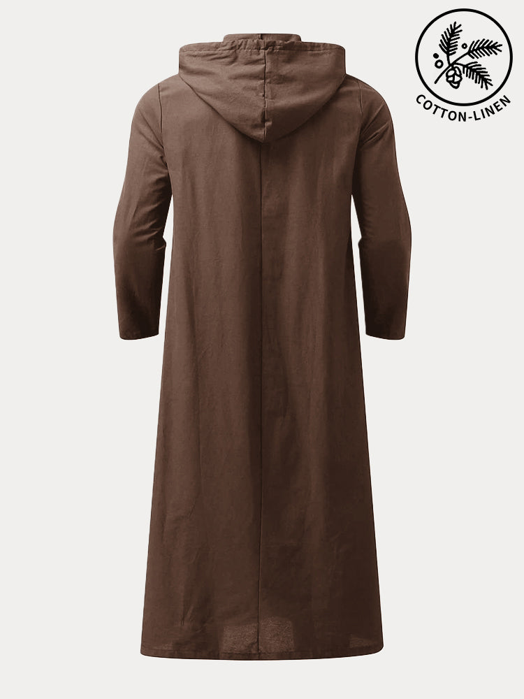 Solid Cotton Linen Hooded Robe