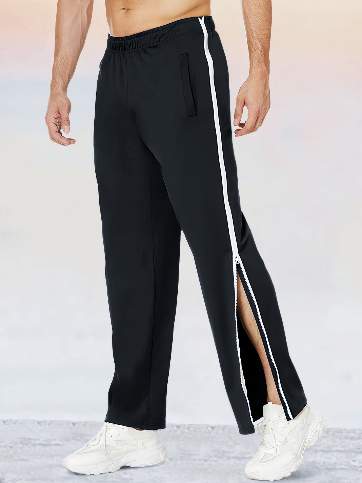 Unique Zipper Slit Side Sweatpants
