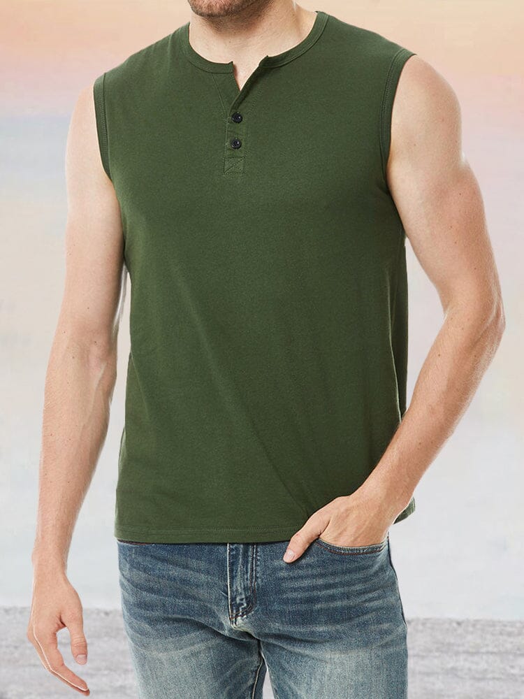 Breathable Solid Gym Tank Top Tank Tops coofandy Army Green S 