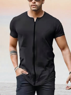 Casual Soft Zipper T-shirt T-shirt coofandy Black M 