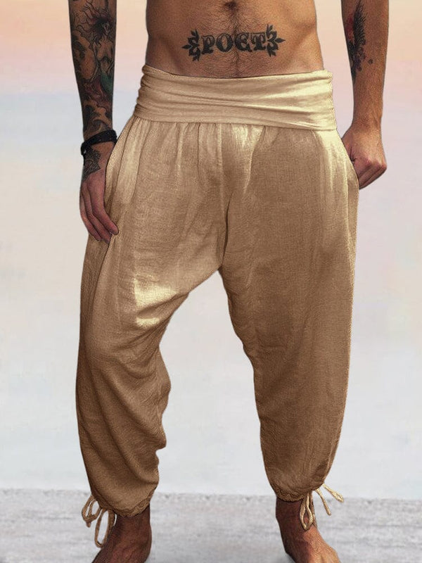 Casual Linen Loose Fit Pants Shorts coofandy Khaki M 