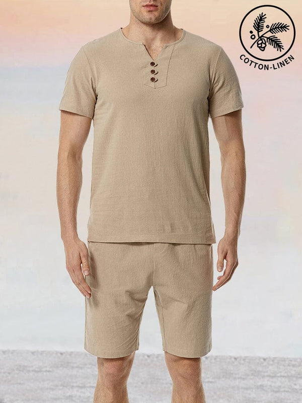 Casual Linen 2-Piece Shirt Sets Sets coofandystore Khaki M 