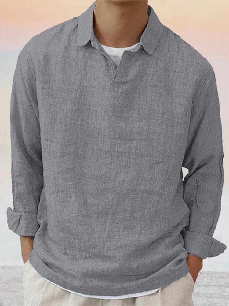 Casual Soft Pullover Cotton Linen Shirt Shirts coofandy Grey S 
