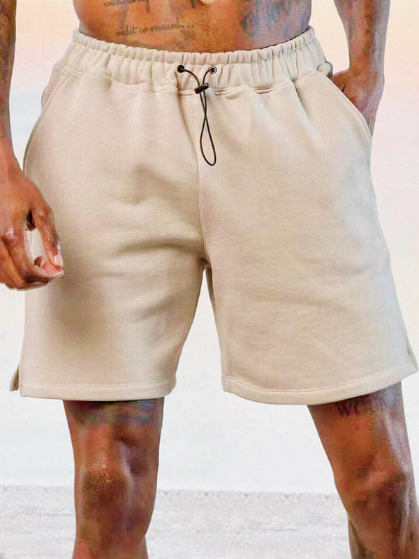 Casual Cotton Elastic Waist Shorts Shorts coofandy Cream M 