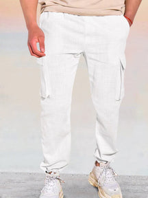 Casual Versatile Cargo Pants Pants coofandy White M 