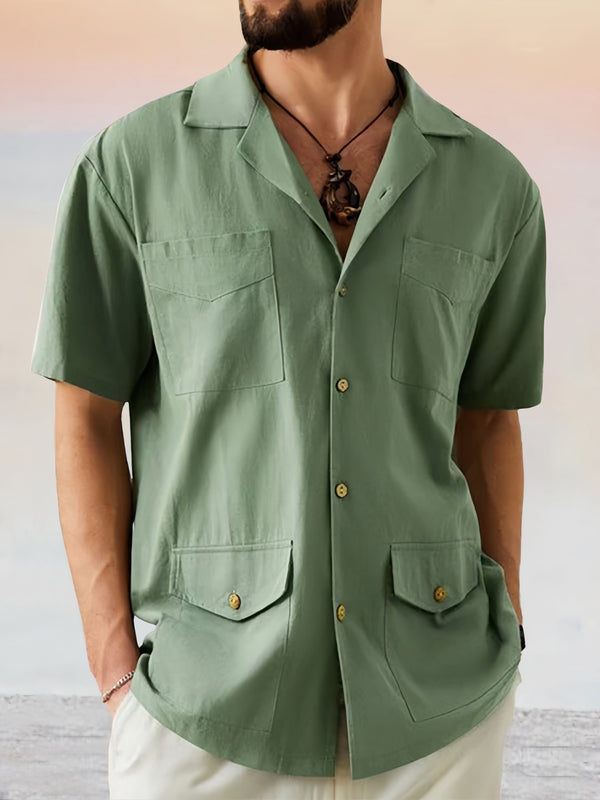 Casual Soft Lapel Cotton Linen Shirt Shirts coofandy Army Green S 