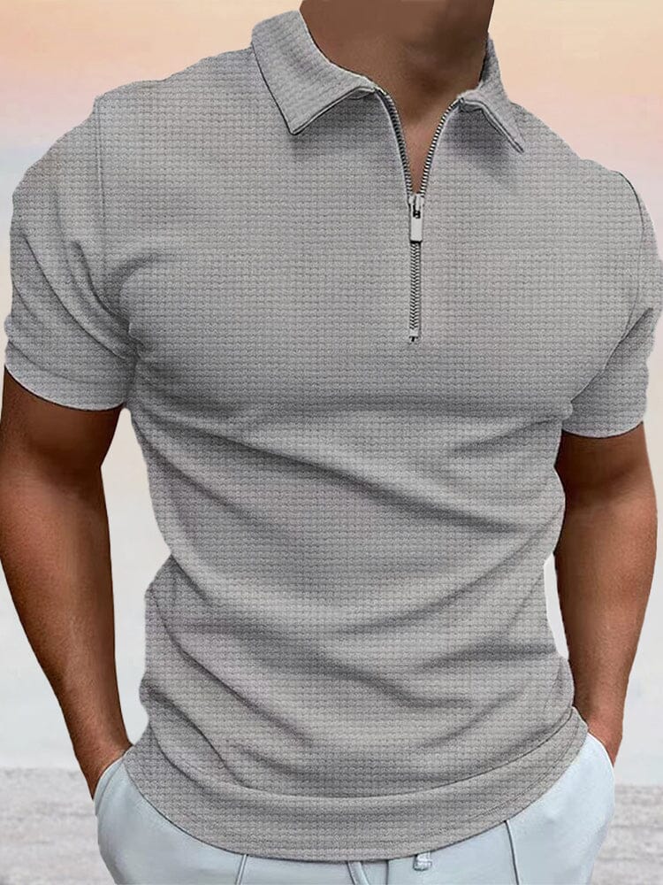 Breathable Waffle Polo Shirt Polos coofandy Grey M 