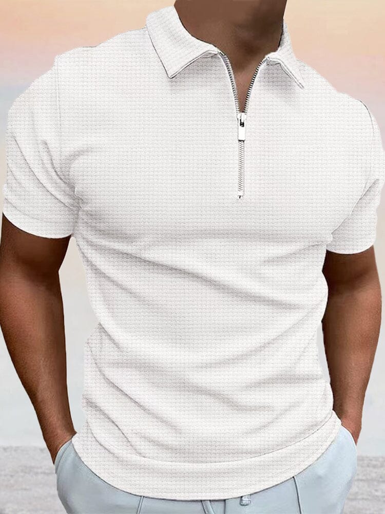 Breathable Waffle Polo Shirt Polos coofandy White M 