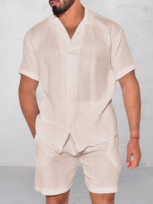 Casual 100% Cotton Shirt Set Sets coofandystore Khaki M 