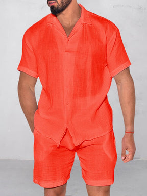 Casual 100% Cotton Shirt Set Sets coofandystore Red M 