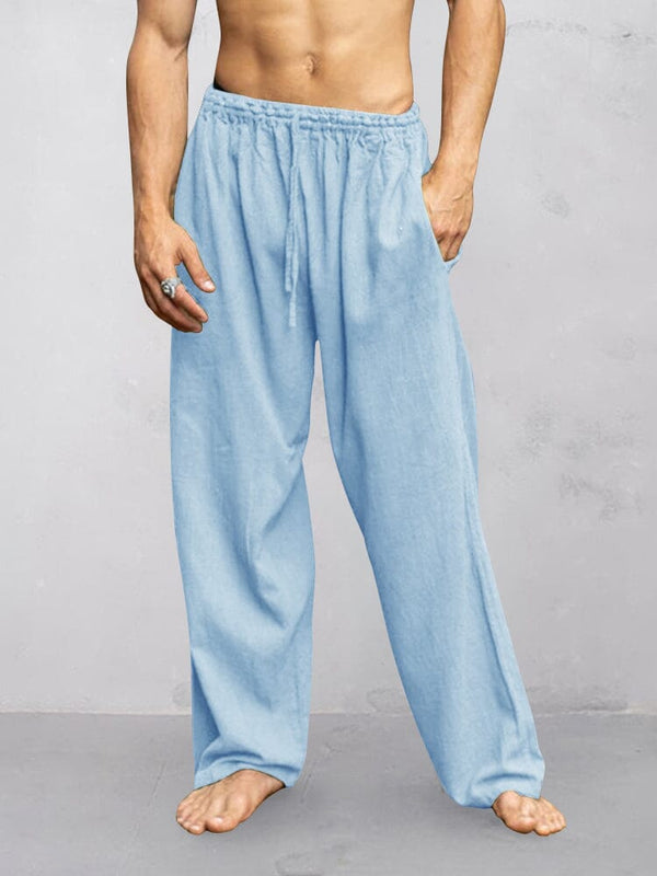 Soft Cotton Linen Relaxed Pants Pants coofandy Clear Blue M 