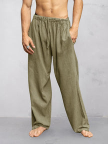 Soft Cotton Linen Relaxed Pants Pants coofandy Dark Khaki M 